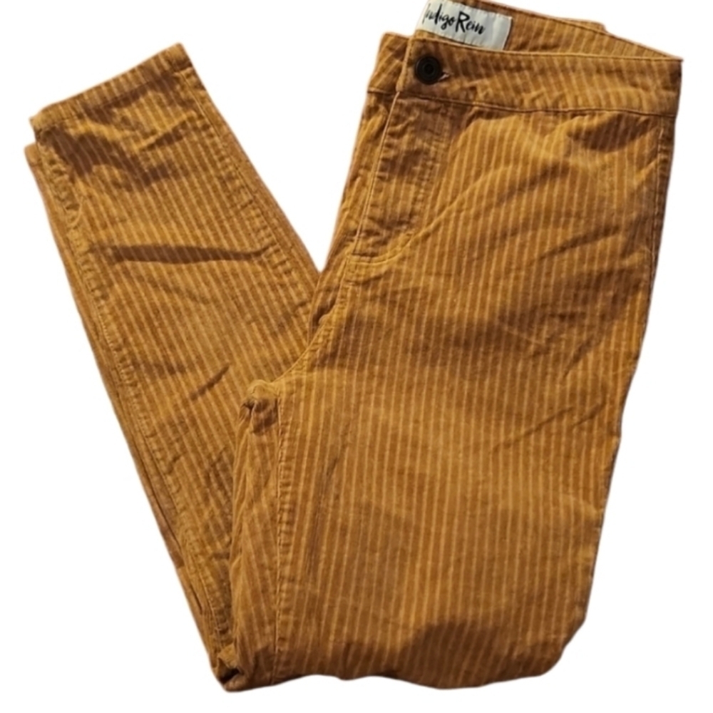 Indigo Rein Mustard Corduroy High-Waist Striped Pants Size 9 Casual Womens